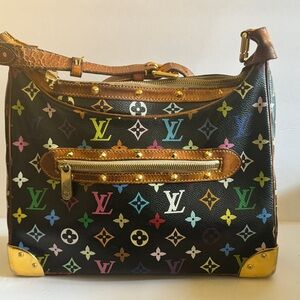 Louis Vuitton x Takashi Murakami Black Multicolor Monogram Shoulder Bag
